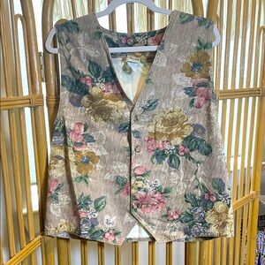 Vintage Vivaldi Floral Vest with Yellow and Pink Accents